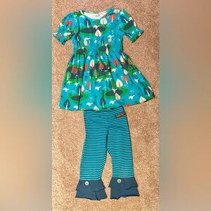 Matilda Jane Teal Forest Print Tunic with Striped Leggings